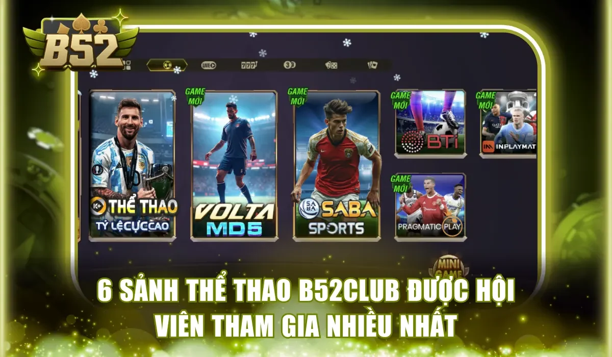 6 sảnh thể thao B52Club được hội viên tham gia nhiều nhất