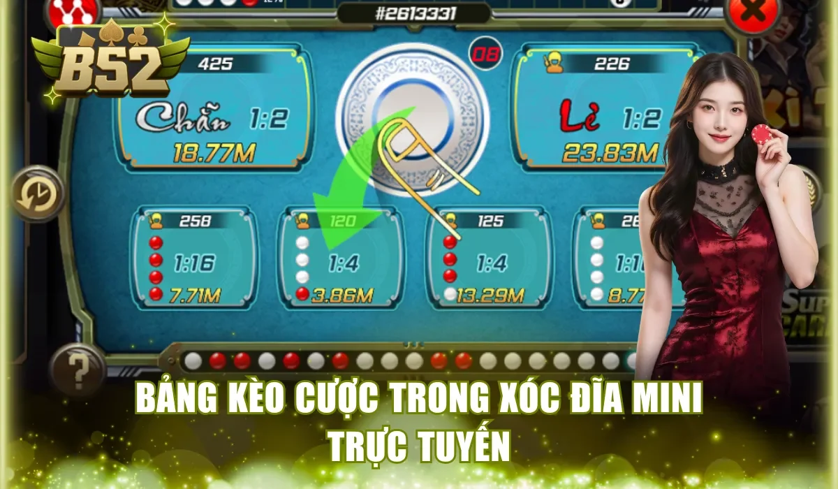 Bảng kèo cược trong Xóc Đĩa Mini trực tuyến