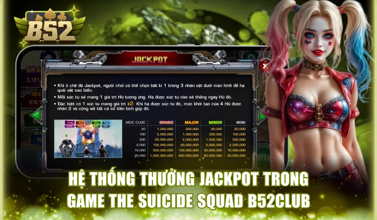 Hệ thống thưởng Jackpot trong game The Suicide Squad B52Club